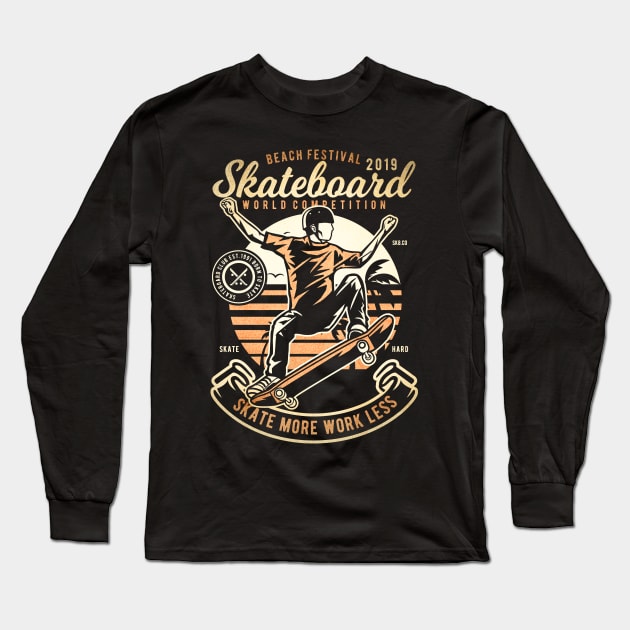 Skateboard Beach Long Sleeve T-Shirt by Tempe Gaul